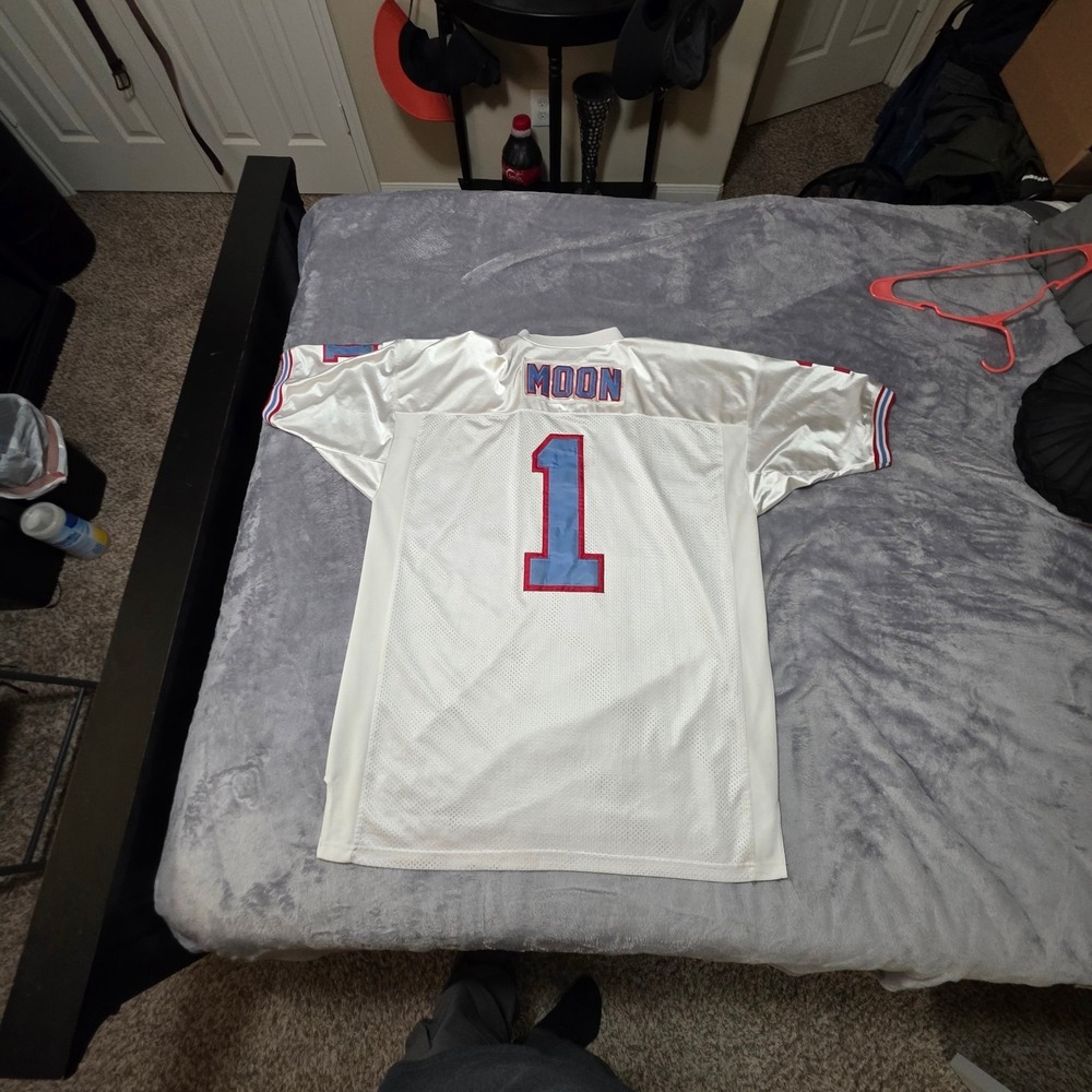 Mitchell & Ness 1993 Houston Oilers Warren Moon #1 Vintage Jersey White XL - Picture 7 of 8